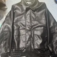 SUGGESTION フェイクレザー ブルゾン ブラック Sサイズのサムネイル