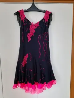 社交ダンス用ラテンドレス 濃紺とピンク