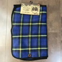 新品 フリース肩かけ 青チェック柄 約40×100㎝