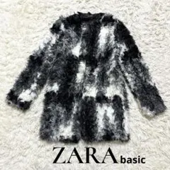 ZARAザラフェイクファー コントラストジャケット モノトーンボアコートSサイズ