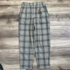GU チェック柄 ベージュ系パンツ Sサイズ