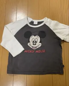 ミッキーマウス Tシャツ サイズ90 グレー/ホワイト　フタフタ