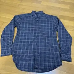 UNIQLO チェック柄 長袖シャツ S ネイビー系