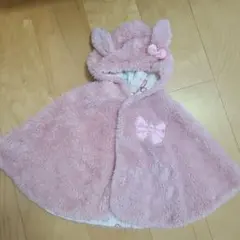 ポンチョ 女の子 うさぎ うさ耳 ピンク ボア