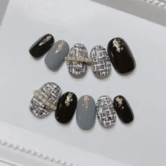 ネイルチップ　現品　ツイードネイル