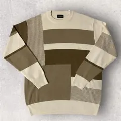 【美品】UNITED ARROWS ブロック クルーネック ニット　L