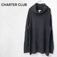 チャータークラブ ニット セーター プルオーバー 長袖 トップス ダイヤ柄 L