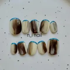 751【ベリーショート】ネイルチップ ニュアンス　ぷっくりネイル　カラーフレンチ