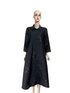 着物リメイクシャツワンピース　　７マルキ大島紬　2月中旬から下司発送