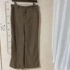チェック柄　ワイドフレアパンツ