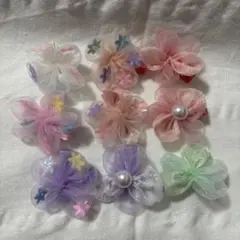花型オーガンジーヘアクリップセット