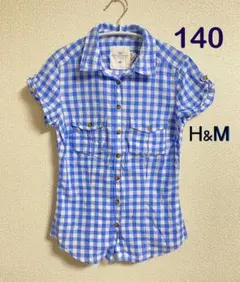 H&M 半袖シャツ チェック柄 トップス　155