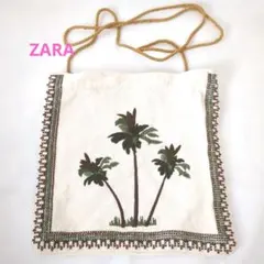 訳あり　ZARA　ザラ　ショルダーバッグ　刺繍　ヤシの木　リゾート　夏のサムネイル