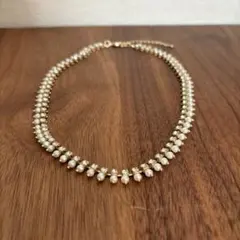 ネックレス ビジュー 人工パール ゴールド