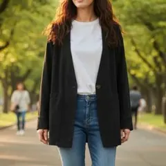 URBAN RESEARCH　Ｖネックシャツジャケット　フリーサイズ　黒