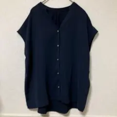 オペークドットクリップ　フレンチスリーブブラウス ネイビー 38/M スキッパーのサムネイル