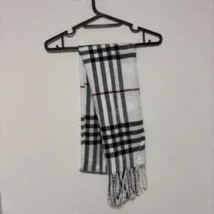 チェック柄マフラー ホワイト ブラック