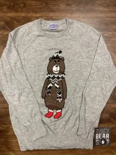 【coen】COEN コーエンベアニットグレーM コーエン缶バッチおまけ（ブブ）