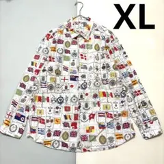 Paul Smithポールスミス　シャツ　国旗　コットンシャツ　総柄　シャツ