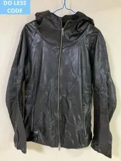 DO LESS CODEフード付き ブラックレザーアウター