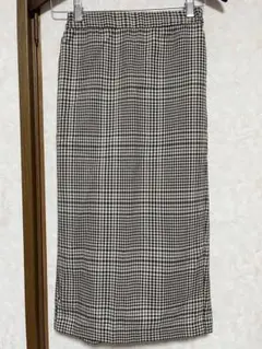 GU チェック柄 スリット入り タイトスカート Sサイズ
