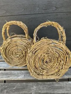 新品未使用　天然素材 円形バスケット 2個セット