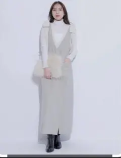 Mystrada Ｖネックリボンジャンスカ　マイストラーダ　グレー