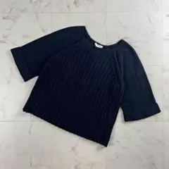 Chloe ニット 網目レースデザインニット 五部袖 黒 サイズTS*WC35