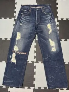 Levi’s 501 W34 L32 ダメージ加工 デニム フィリピン製 色落ち