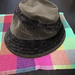 お値下げ　バケット型　冬帽子　上品なベロア調　茶色　オシャレ　フリーサイズ