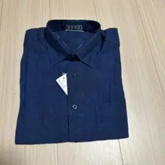 ネイビー 長袖シャツ 胸ポケット付き