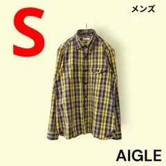 AIGLE　エーグル　ネルシャツ　アウトドア　登山　イエロー　Sのサムネイル