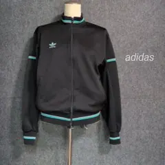 adidas トラックジャケット 黒 ミント L デサント 刺繍ロゴ