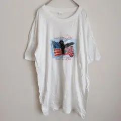 半袖 Tシャツ クルーネック 半袖 イーグル柄 L 白 綿