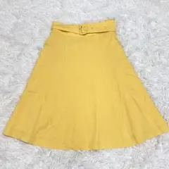 PROPORTION フレアスカート M イエロー ひざ丈 ストレッチ 伸縮性