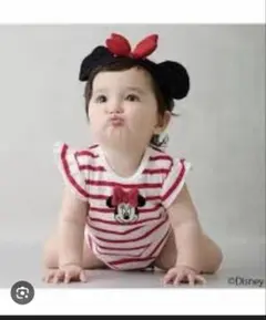 petit main ミニーマウス　ロンパース 80 ヘッドバンド付き