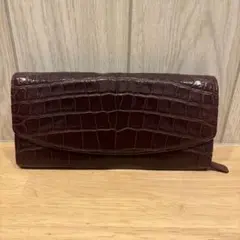 【美品】IBIZA 長財布 クロコダイル調 ワインレッドのサムネイル