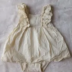 petit main ロンパース 80 アイボリー 単色 レース