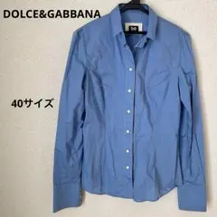 【極美品】DOLCE&GABBANA D&G 刺繍入り青ウエスタン長袖シャツ40