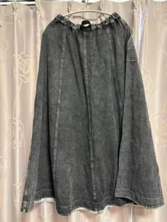 グレー デニム ロングスカート ウエストゴム