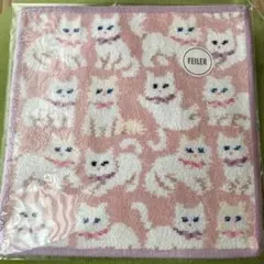 FEILER モフモフネコチャン　ピンク タオルハンカチ