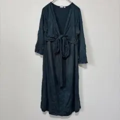 ギャップ ワンピース Vネック 長袖 深緑 レーヨン L マタニティ