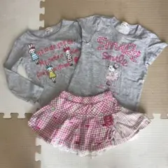 kp ミミちゃん　グレー　tシャツ　ロンt ピンク　スカパン　100 セット
