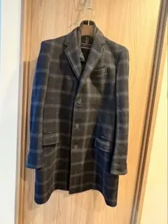 トミーヒルフィガー チェスターコート チェック柄 ネイビー Lサイズ