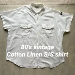 80's vintage Cotton Linen S/S shirtのサムネイル