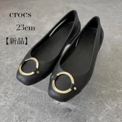 新品 crocs クロックス パンプス フラットシューズ 黒 23cmのサムネイル