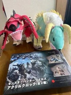 モンスターハンター モンハン ぬいぐるみ2点 アクリルクロック 3点セット