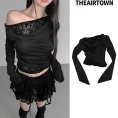 【THEAIRTOWN】 hangover cross drape top★