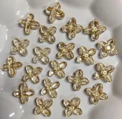 【20個】ゴールドライン入り クリア フラワービーズ☆