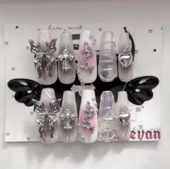 ネイルチップ現品 韓国 量産型ネイル 地雷系 地雷系ネイル y2k サブカル